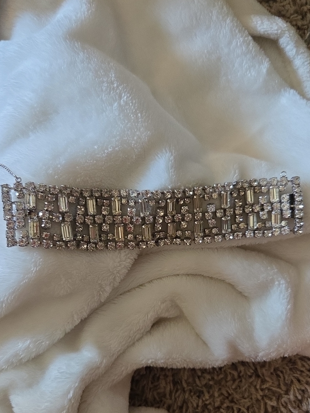 Sparkling Silver Crystal Statement Bracelet
